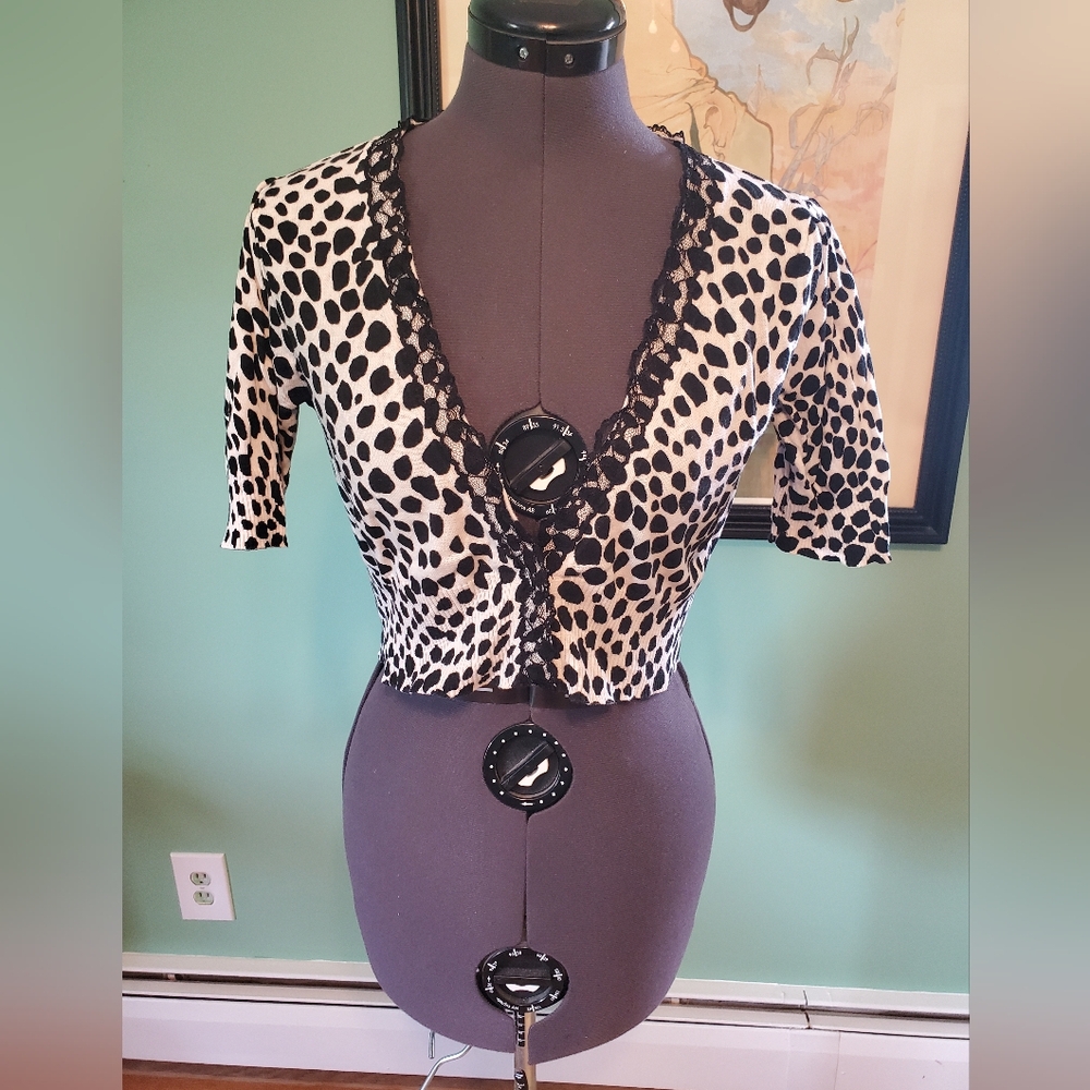 White House Black Market Animal Print Women's Crop Top